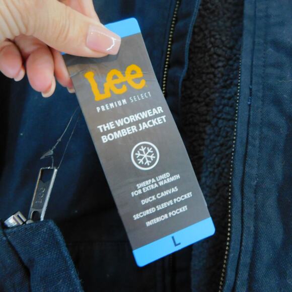 Lee Workwear Bomber Black Jacket with hood Size Large New - Picture 9 of 12